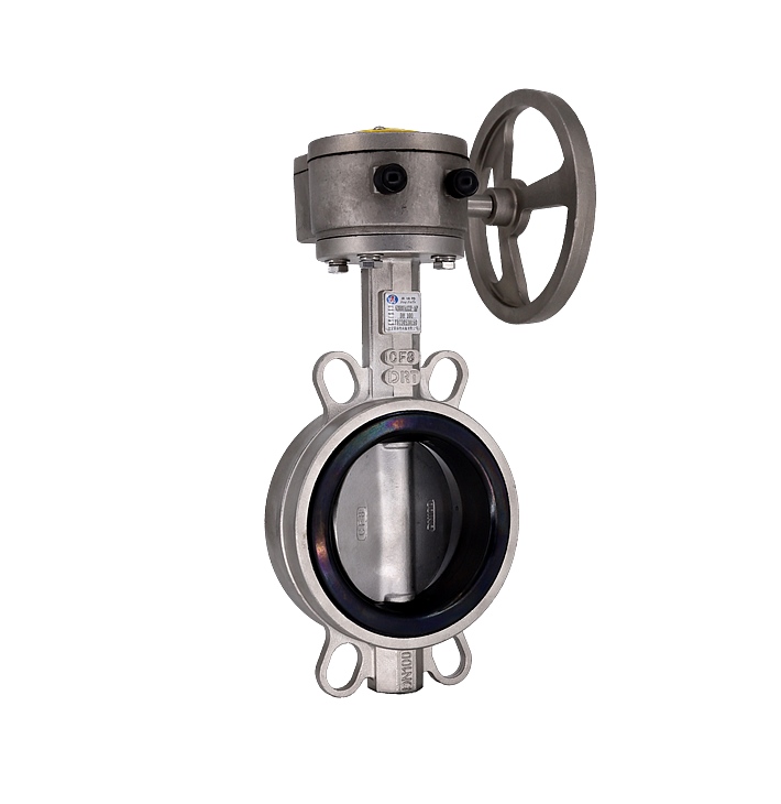 有靠背不銹鋼對夾式蝸輪蝶閥 有靠背不銹鋼對夾式蝸輪蝶閥