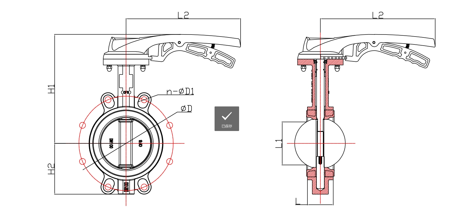 有靠背不銹鋼對(duì)夾式手柄蝶閥