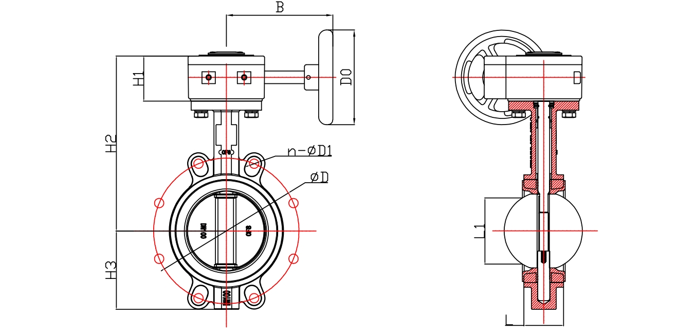 有靠背—不銹鋼對夾式渦輪蝶閥