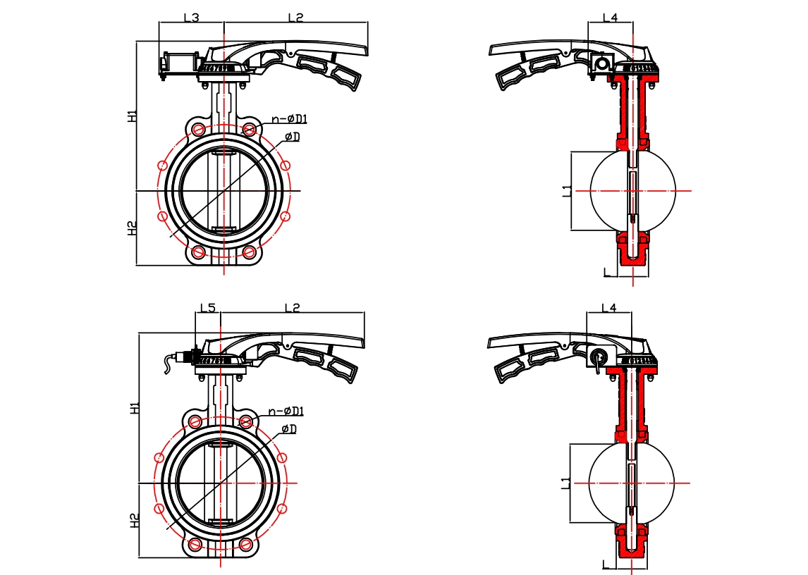 對夾式發(fā)訊手柄蝶閥