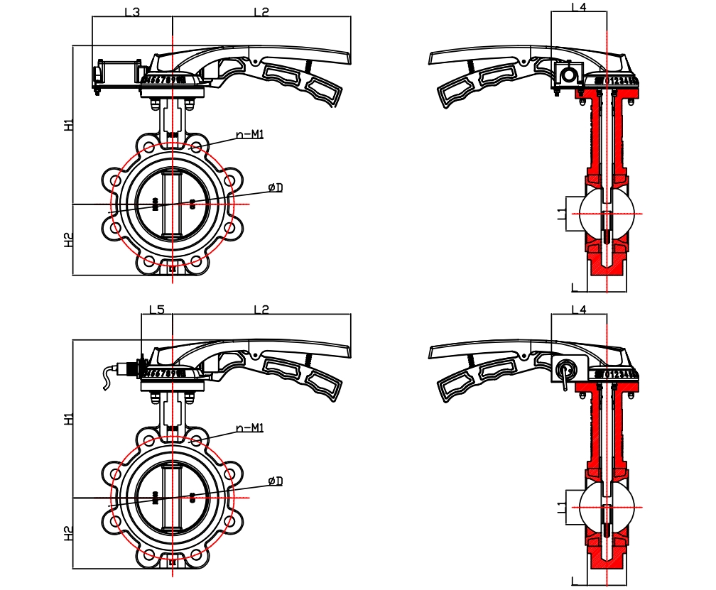 有靠背—單夾發(fā)訊手柄蝶閥