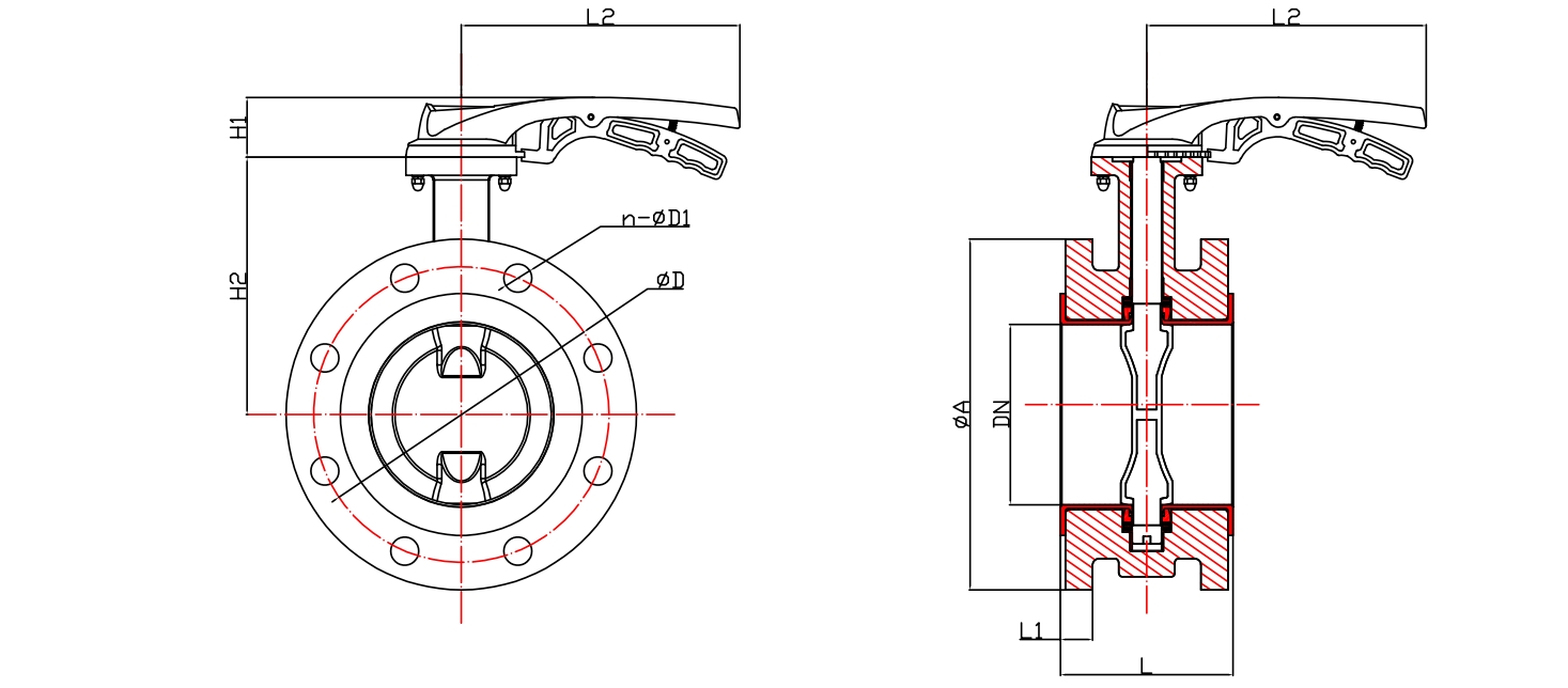 全襯—法蘭式手柄蝶閥