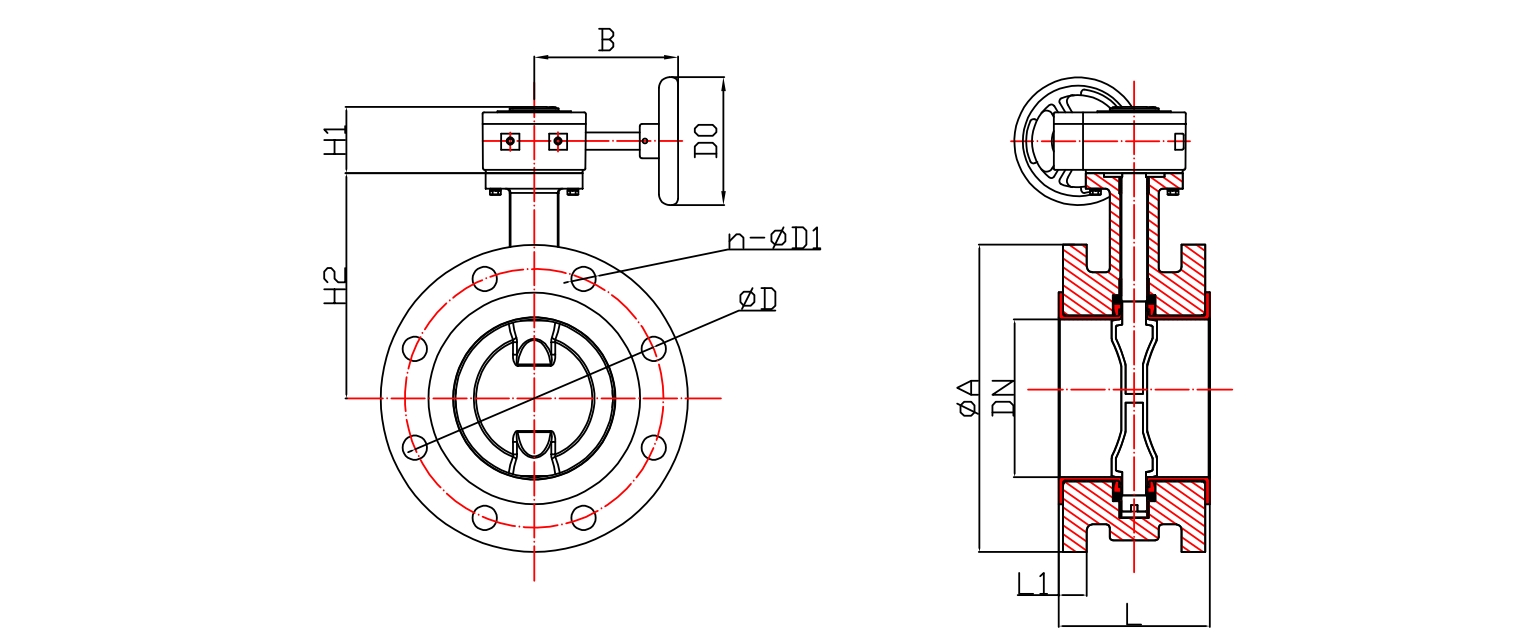 全襯不銹鋼法蘭式渦輪蝶閥
