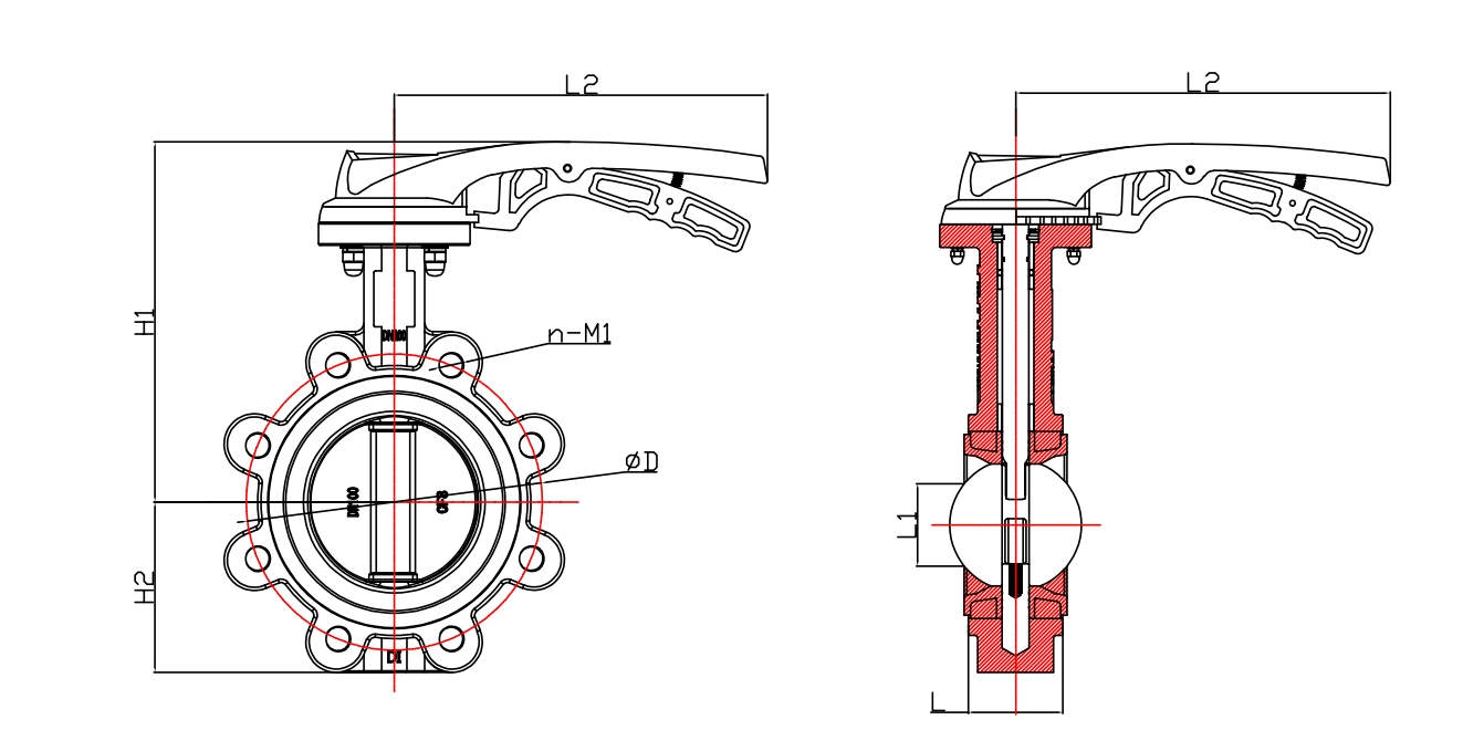 有靠背—不銹鋼單夾式手柄蝶閥 有靠背—不銹鋼單夾式手柄蝶閥