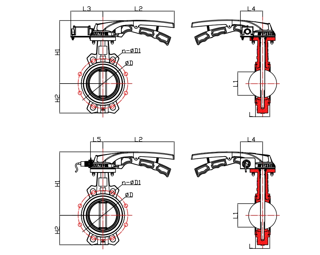 無靠背對夾發(fā)訊手柄蝶閥 無靠背對夾發(fā)訊手柄蝶閥