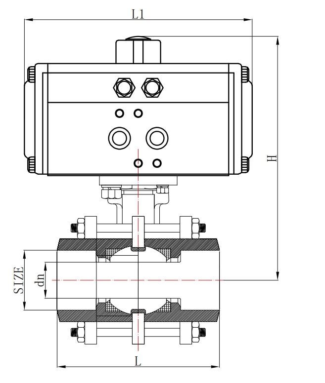 三片式氣動球閥
